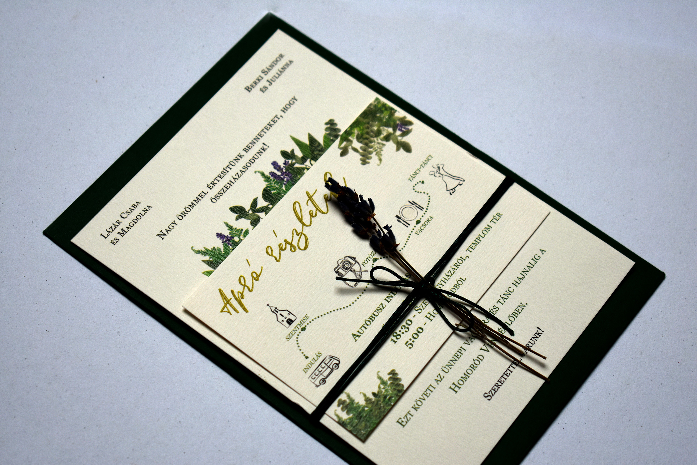 Lavender and greenery wedding invitation suite